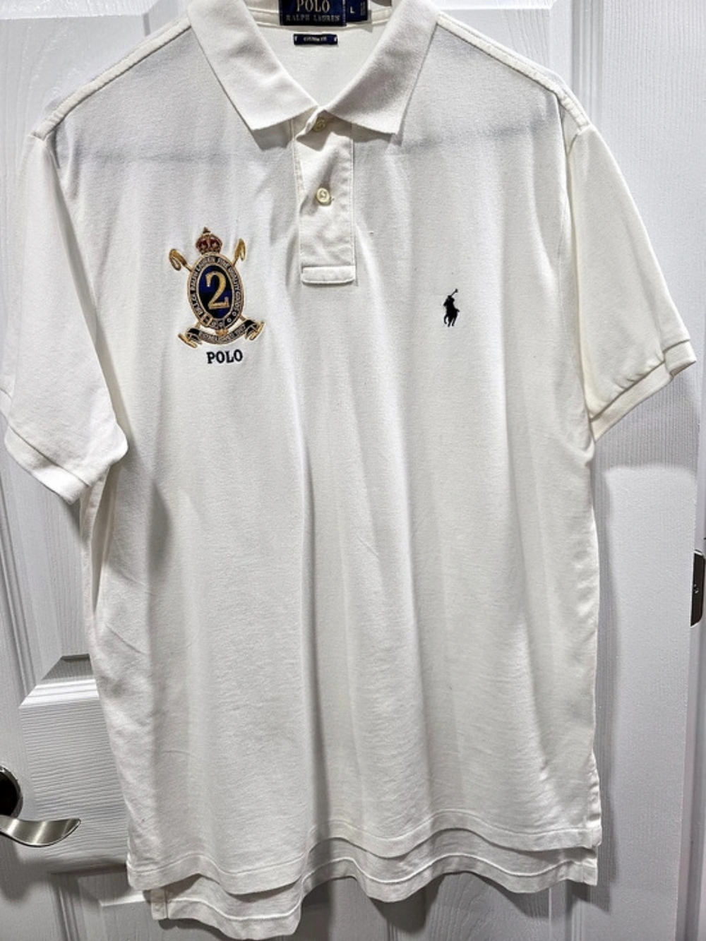 Polo Ralph Lauren Big Pony Crest Custom Fit Polo Shirt Men's White Size Large